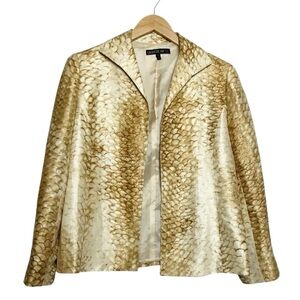 Lafayette 148 Snake Print Silk/Linen Jacket Open Front Size 8
